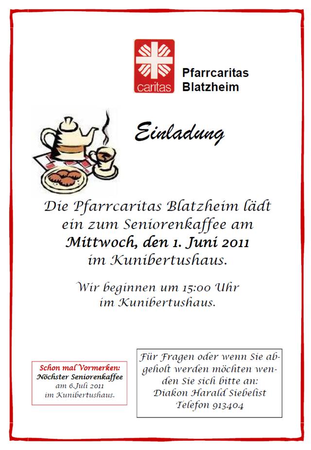 Seniorenkaffee der Caritas