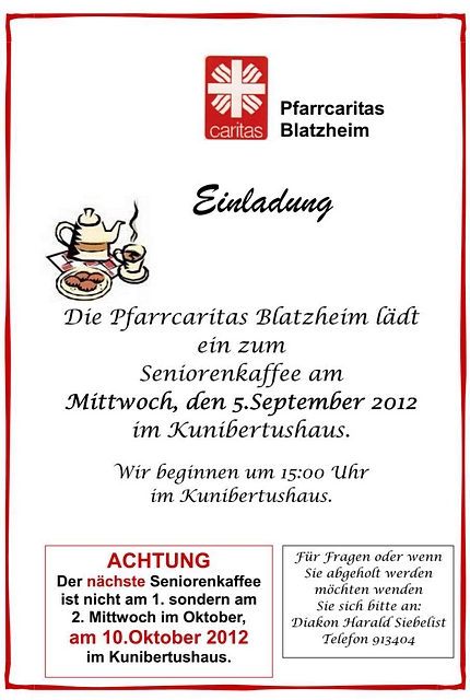 Einladung zum Senioren-Kaffee