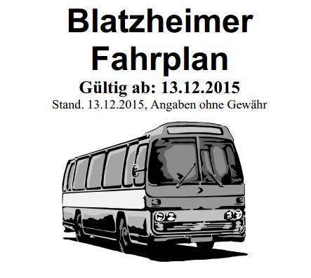 Blatzheimer Fahrplan