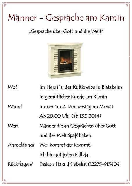 Mnner-gespche am Kamin