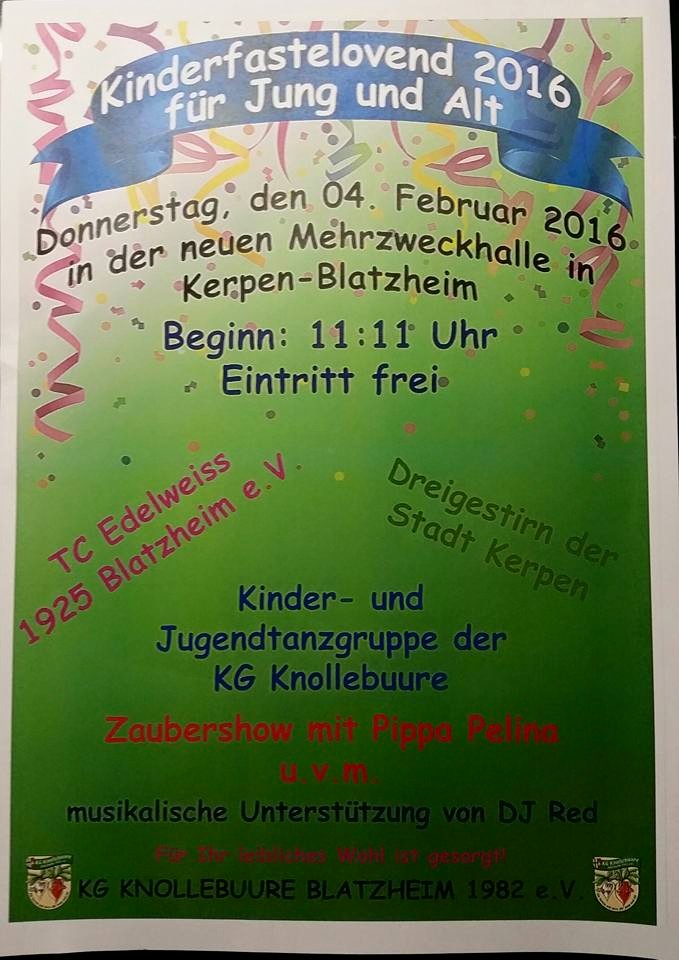 Kinderfastelovend an Weiberfastnacht