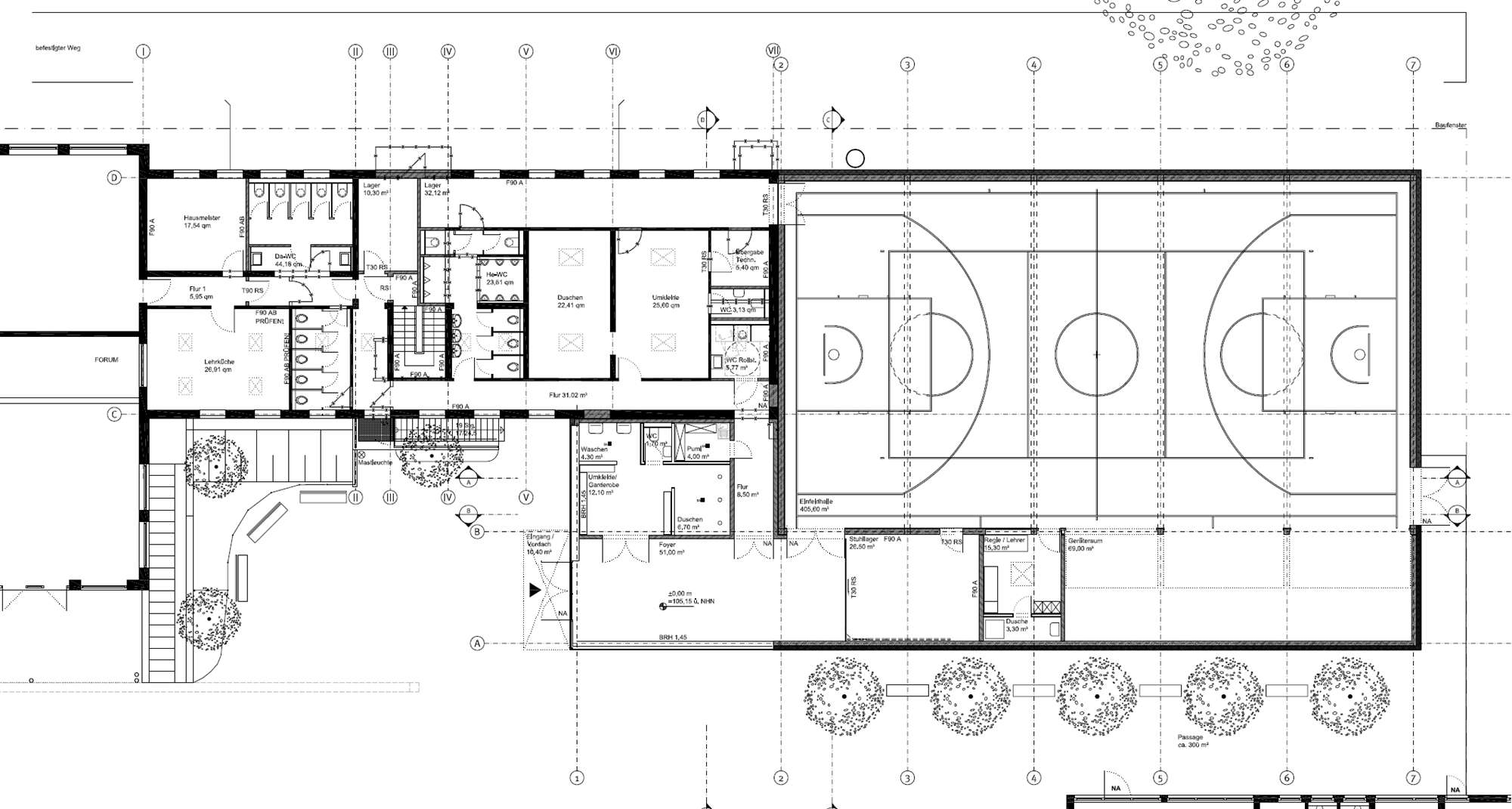Plan der neuen Mehrzweckhalle