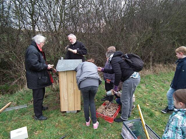 Aufstellen des Wildbienen-Hauses