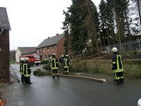 Baum blockierte Dorfstraße