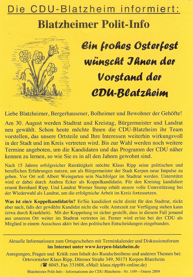 Oster-Rundschreiben der CDU, Seite 1