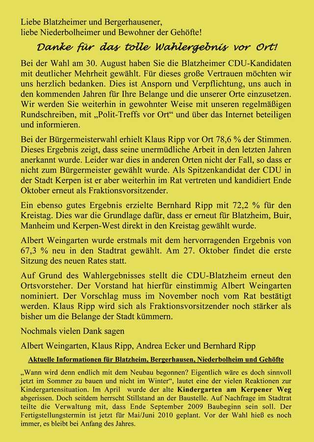 Rundschreiben der CDU, September 2009, Seite 2