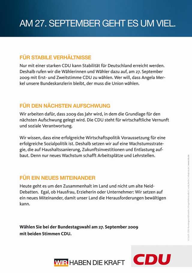 Rundschreiben der CDU, September 2009, 4