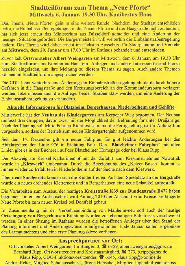 Rundschreiben der CDU, Dezember 2009, Seite 2