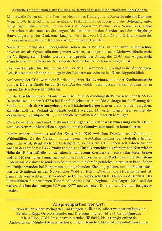 Rundschreiben der CDU, Dezember 2010, Seite 2