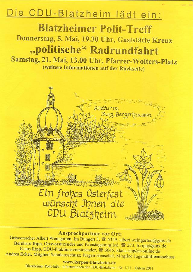 Rundschreiben der CDU, April 2011, Seite 1